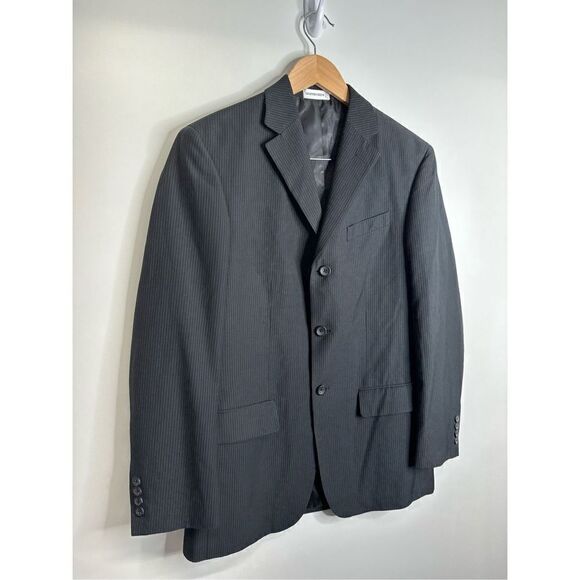 Geoffrey Beene Blazer Jacket Mens Gray Striped Size 38R - Picture 2 of 10